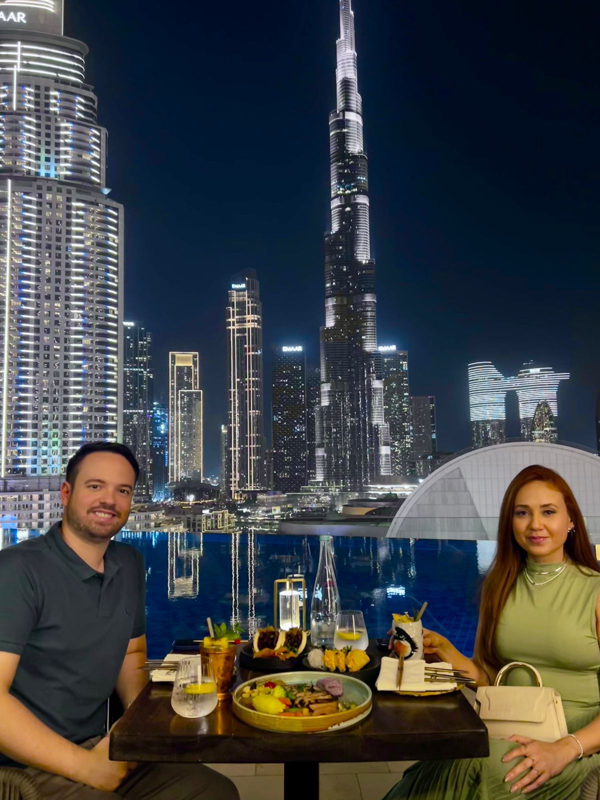 Jantar com vista para o Burj Khalifa em Dubai